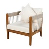 Acacia Wood Outdoor Club Chair with Handwoven Rope & Waterproof Cushion, 28"W Patio Lounge-3irtyhousy - 2 of 4