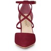 Allegra K Women's Pointed Toe Buckle Cross Strap Chunky Heels Pumps - 2 of 4