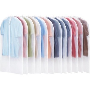 12 Pack Translucent Garment Bags, Hanging Suit Covers for Closet Storage & Travel - 1 of 4