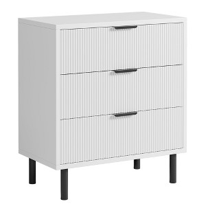 Wave 3 Drawers Dresser, Modern Chest of Drawers with Metal Legs - 1 of 4