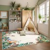Floral Bordered Accent Carpet, Non-Slip Geometric Floor Cover, Stain-Resistant Low Pile Indoor Mat for Playroom, Living Room - 4 of 4