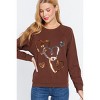 Slickblue Women's Long Sleeve French Terry Pullover Top with Sequin Detail - Bone/Heather Grey/Sepia - Size S-L - 2 of 4