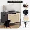 Rattan Storage Bench with Safety Hinge, 23.6/39.4 in Entryway Bench with Storage, Shoe Storage Bench Chest, End of Bed Bench with Side Handles - 4 of 4