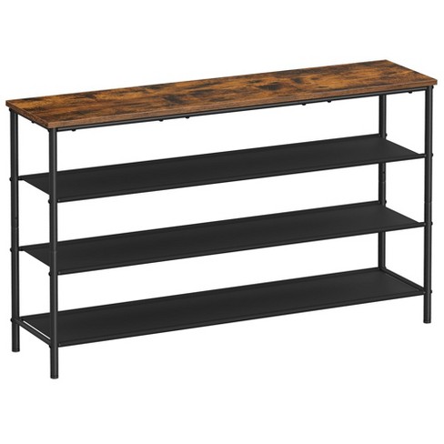 4 Tier Shoe Rack Black Metal With Natural Wood - Brightroom™ : Target