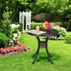 WhizMax 30.25" Round Cast Aluminum Patio Bistro Table, Bistro Table with Umbrella Hole, Outdoor Side Table for Porch, Backyard, Balcony, Black - 2 of 4
