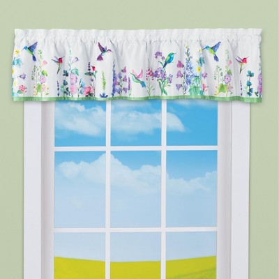 Blossoming Hummingbird Garden Valance with Green Trim
