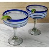 Dos Sueños Mexican Hand Blown Margarita Glasses - Blue Spiral - 16oz - Set of 2 - 2 of 3