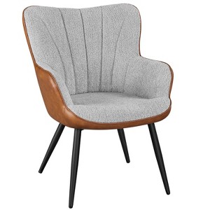 Yaheetech Modern Upholstered Faux Leather Accent Chair Armchair for Living Room Dining Room Bedroom, Retro Brown - 1 of 4