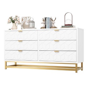 Dresser for Bedroom,Dresser Organizer, 6 Drawer Dresser with Golden Metal Handle and Legs, Modern Chest of Drawers, Dressers with Drawers - 1 of 4