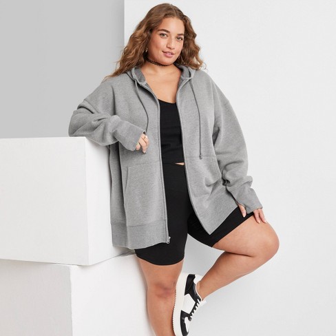 Women's Oversized Zip-up Hoodie - Wild Fable™ Heather Gray Xxl : Target