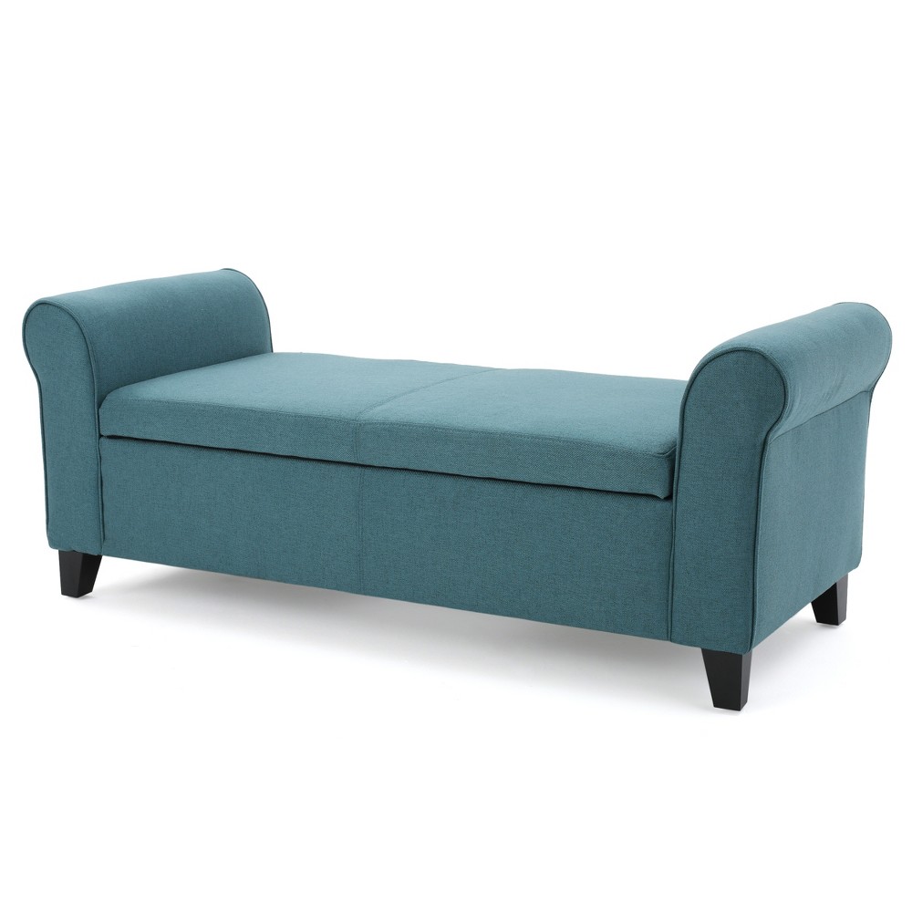 Photos - Pouffe / Bench Hayes Armed Storage Ottoman Bench Dark Teal - Christopher Knight Home