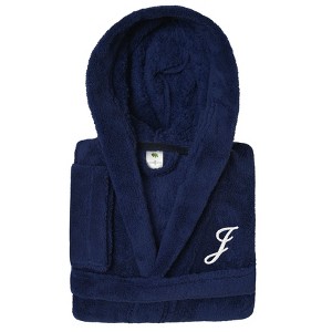 Personalized Linum Kids 100% Polyester SUPER PLUSH Double Brushed Hooded Bathrobe in White Script Font - 1 of 3
