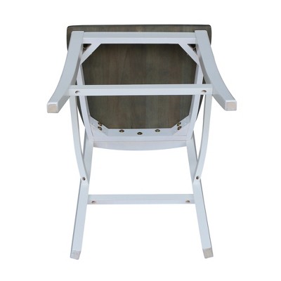 White and Heather Gray Wood Counter Height Stool with Splat Back