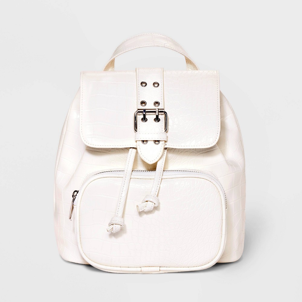 8.875" Mini Flap with Buckle with Closure Backpack - Wild Fable™ Cream/Crocodile Print