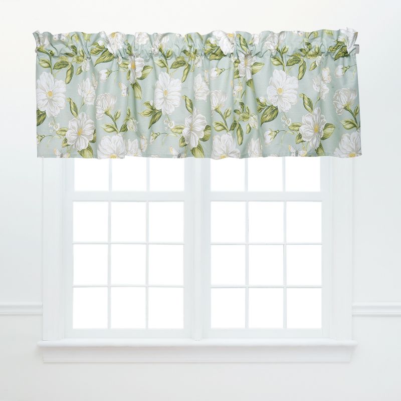 C&F Home Colonial Williamsburg Magnolia Garden Green and White Window Valance, 1 of 5