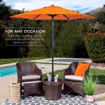 7.5ft Orange Hexagon Market Patio Umbrella with Black Metal Pole