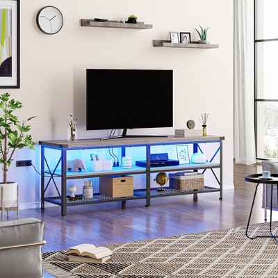 Whizmax LED TV Stand, Entertainment Center for 70 inch TV Media Console Table, Gaming TV Stand with Storage Shelves and Power Outlets for Living Room