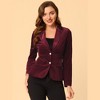INSPIRE CHIC Women's Notched Lapel Vintage Office Button Front Velvet Blazer - 2 of 4