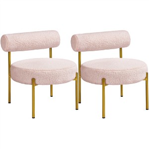 Yaheetech Set of 2 Boucle Fabric Accent Chair with Gold Metal Legs for Living Room, Bedroom, Lounge - 1 of 4