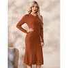 Womens Long Sleeve Casual Dress Fall Ribbed Knit Sweater Crewneck Midi Wedding Guest Dresses - 3 of 4