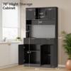 Gymojoy 71" Kitchen Pantry Cabinet with Fluted Hutch Storage Cabinet with Storage Pegboard - 2 of 4