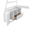 PAGED Twin Size Loft Bed with Desk, Modern Wooden Bed Frame with 2 Open Shelves, 7 Storage Drawers and Stairs for Bedroom - 3 of 4