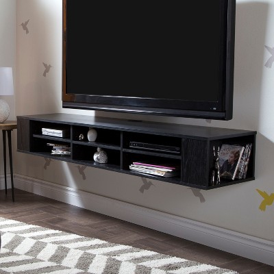 HomeStock 66" Wide Wall Mounted Media Console,Black Oak