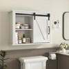 Lirago White Barn Door Wall Cabinet with 2 Adjustable Shelves-Rustic Bathroom Storage and Decor 27.16"Lx7.8"Wx19.68"H - 3 of 4