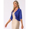 Allegra K Women's Evening Wedding Half Sleeve Ruffle Hem Elegant Lace Cardigan - 4 of 4
