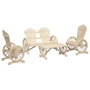 vidaXL 4-Piece Adirondack Patio Lounge Set with Ergonomic Seating, Solid Fir Wooden Outdoor Furniture - Brown - 1 of 4