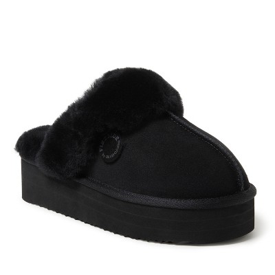 Fireside By Dearfoams Women's Melton Genuine Shearling Platform Scuff ...