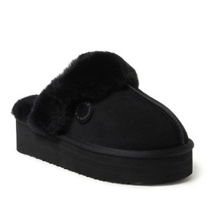 Fireside by Dearfoams Women's Melton Genuine Shearling Platform Scuff Slipper - 1 of 4