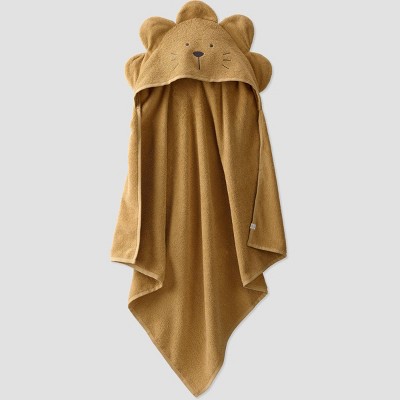 Image of Baby Organic Cotton Lion Bath Towel - little planet by carter's Brown