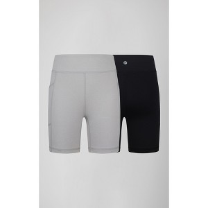 90 Degree By Reflex Girls 2 Pk Interlock Lanie Side Pocket Bike Short and Everyday Basic Bike Short - 1 of 4
