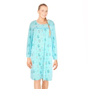 JEFFRICO Womens Long Sleeve Nightgowns Sleepwear Soft Pajama Dress Nightshirts - 1 of 4