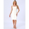 Allegra K Women's Button Down Sweetheart Neckline Sleeveless Summer Knee Length Denim Bodycon Sundress - 4 of 4