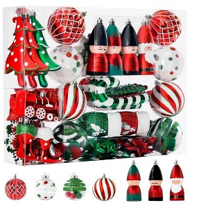 Aoibox 95pcs Christmas Ornaments Set Shatterproof Balls Soldiers Stars Socks Canes Tree Toppers for Holiday Wedding Party Decor - 1 of 4