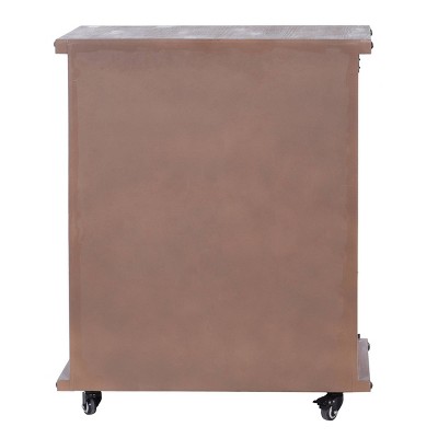 Rustic Black and Natural Wood Lockable Cart Cabinet