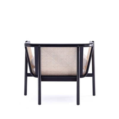 Versailles Barrel Accent Chair in Black & Cream with Rattan Back