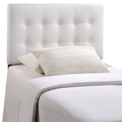 White Tufted Faux Leather Upholstered Twin Headboard