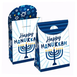 Big Dot of Happiness Hanukkah Menorah - Chanukah Holiday Gift Favor Bags - Party Goodie Boxes - Set of 12 - 1 of 4
