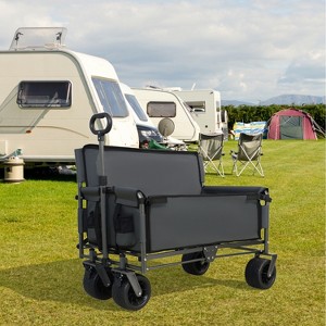 GDFStudio Axson Collapsible Folding Steel Wagon with All-Terrain Wheels and Adjustable Handle - 1 of 4