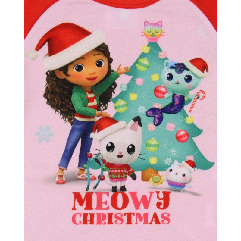 Gabby's Dollhouse Toddler Girls' Meowy Christmas Show Sleep Pajama Set Pink, 3 of 7