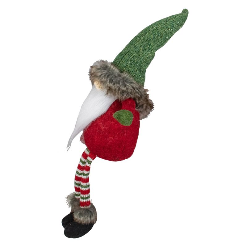 Northlight 25-Inch Plush Red and Green Sitting Tabletop Gnome Christmas Decoration, 3 of 6