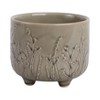 Ceramic Ceramic Planter with Textured Botanical Design, Footed Garden Pot for Home & Outdoor Decor - 5" Cream - 3 of 4