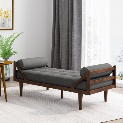 Chaise Lounge Sofa,Two-Armed Chaise Lounge With Button Tufting And Waffle Stitching,Chaise Lounge In Living Room-Cuddlewood