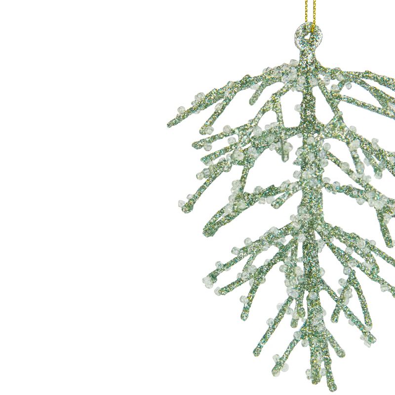 Northlight 4.75" Green 3-D Glittered Iron Wire Pine Cone Christmas Ornament, 2 of 4