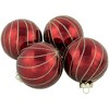 Northlight 4ct Burgundy Red and Gold Glitter Striped Glass Christmas Ball Ornaments 3" (76mm) - image 3 of 4