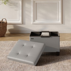 StorageBud Storage Ottoman for Bedroom End of Bed, Faux Leather Storage Bench, Large Storage Ottoman Bench, Entryway Bench with Storage - 1 of 4