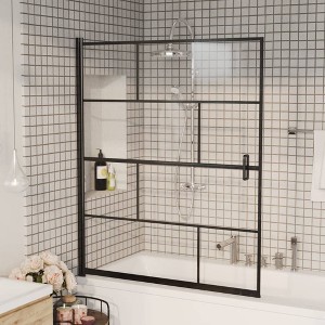 vidaXL Shower Enclosure ESG 45.7"x55.1" Black - 1 of 4